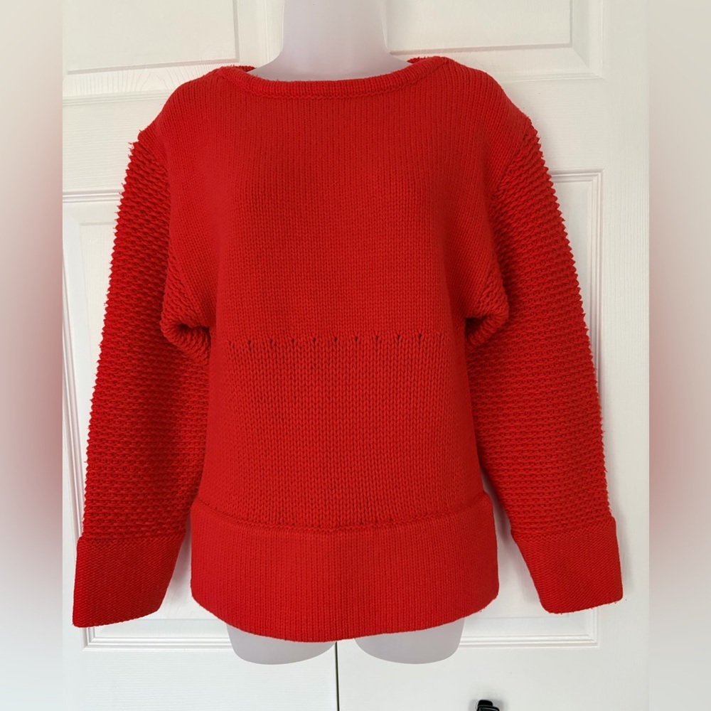 Helmut Lang Sweater Red Chunky Wool Opacity Intarsia Sweater size Small - Picture 2 of 13